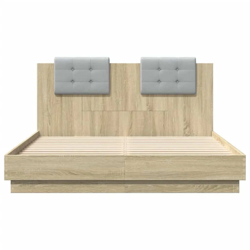 Bed Frame with Headboard for Bedroom 150x200cm Brown Engineered Wood