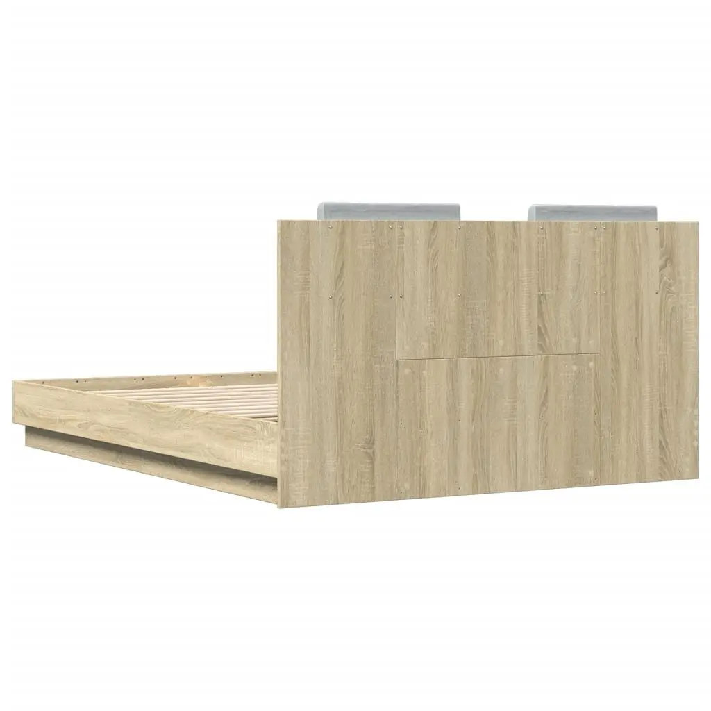 Bed Frame with Headboard for Bedroom 150x200cm Brown Engineered Wood