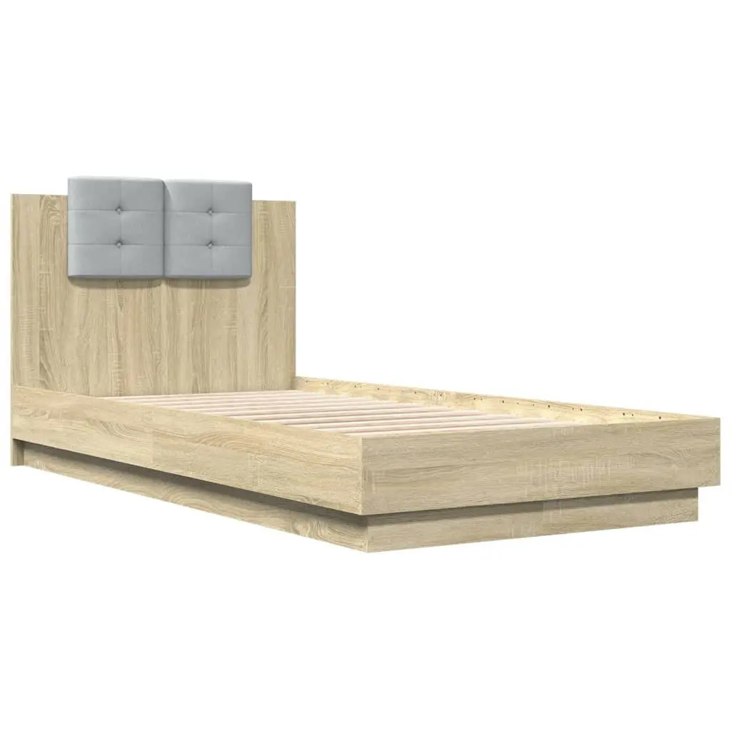 Bed Frame with Headboard Sonoma Oak 90x190 cm