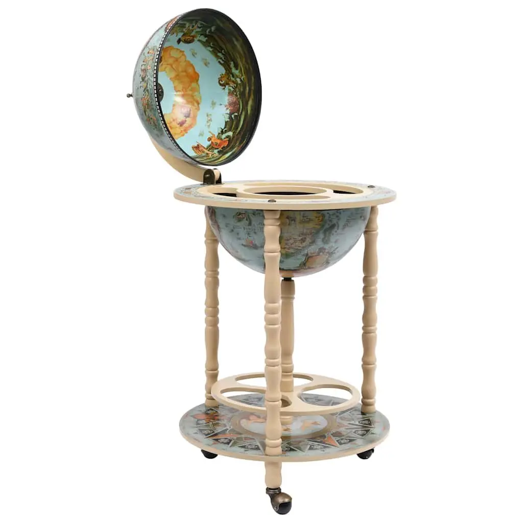 Globe Bar Wine Stand Mobile Storage Bottle Glass Holder with Wheels