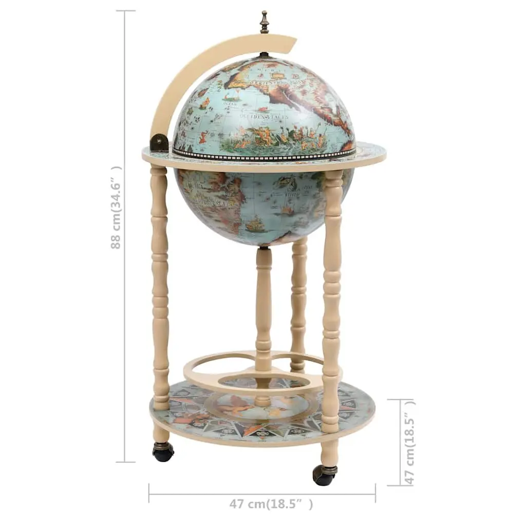 Globe Bar Wine Stand Mobile Storage Bottle Glass Holder with Wheels