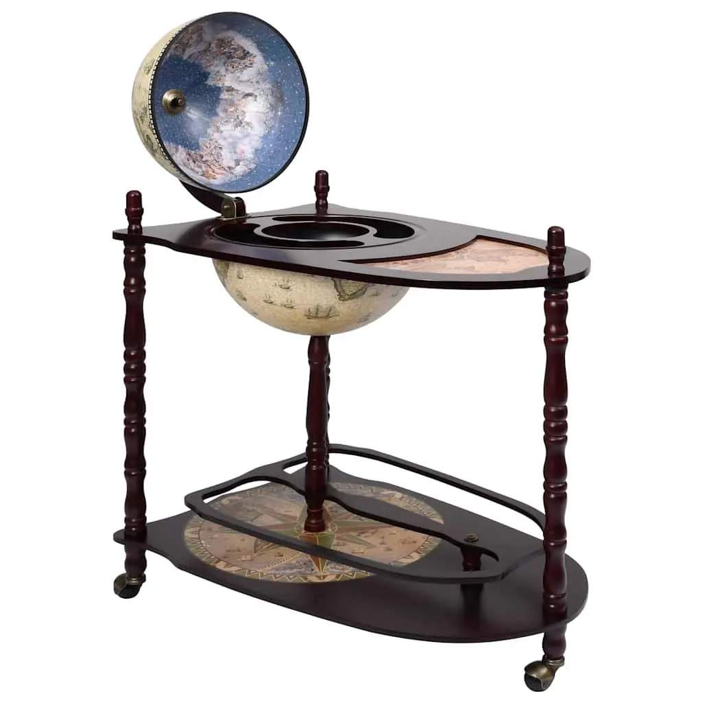 Freestanding Globe Bar Cabinet with Table and Wheels