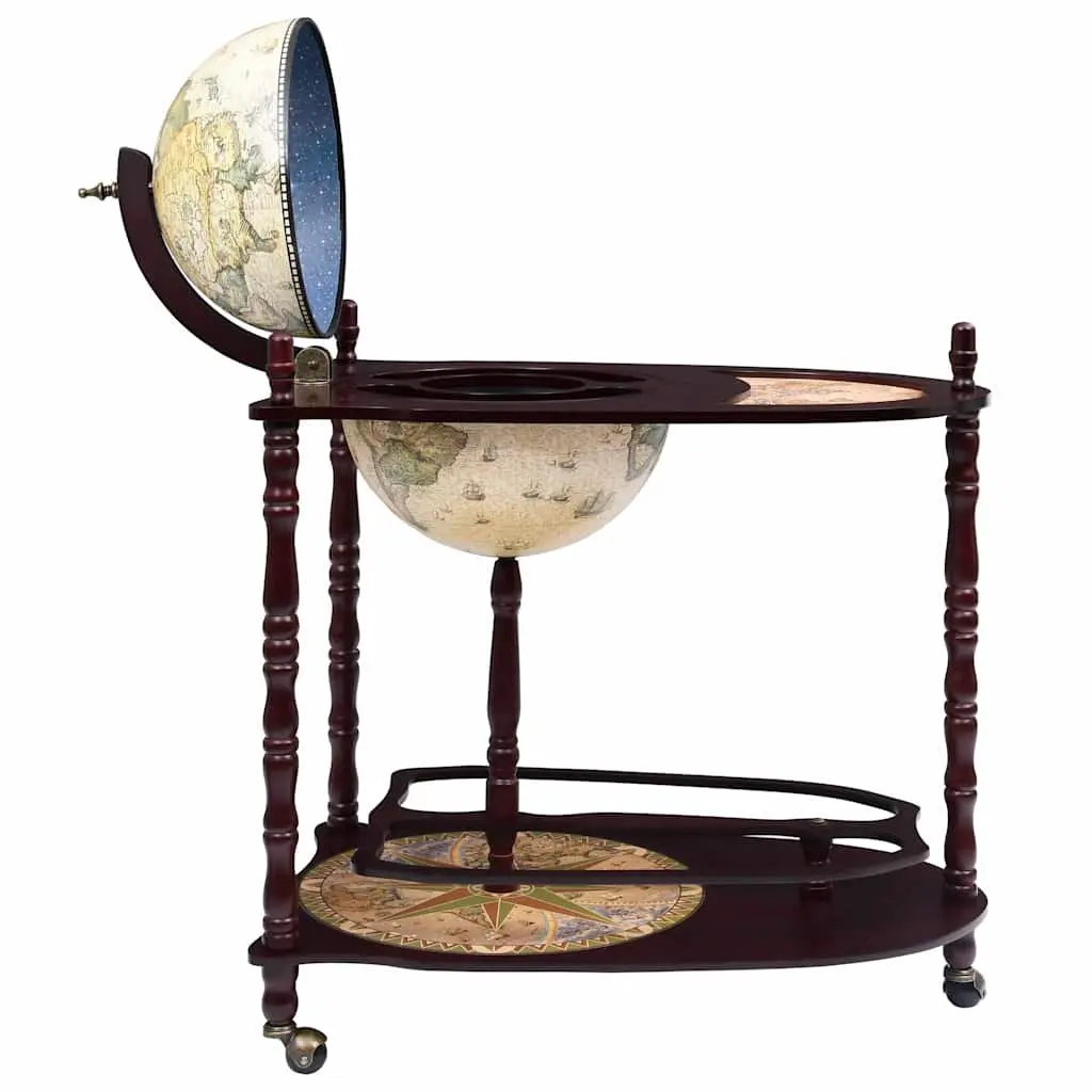 Freestanding Globe Bar Cabinet with Table and Wheels