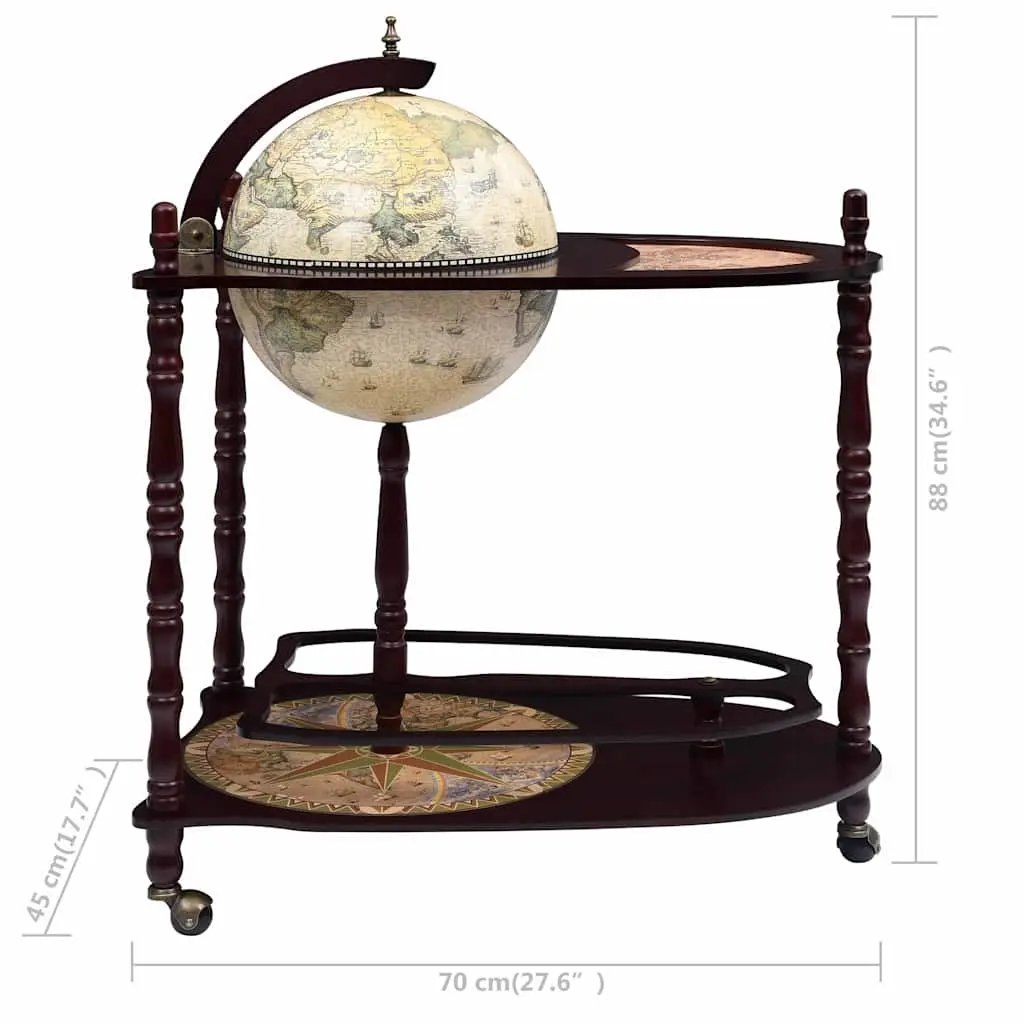 Freestanding Globe Bar Cabinet with Table and Wheels