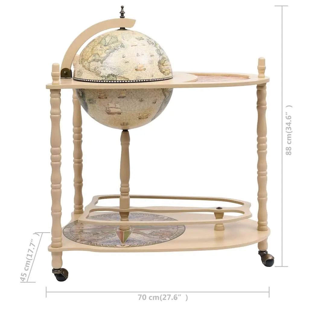 Globe Bar Cabinet with Storage and Wheels