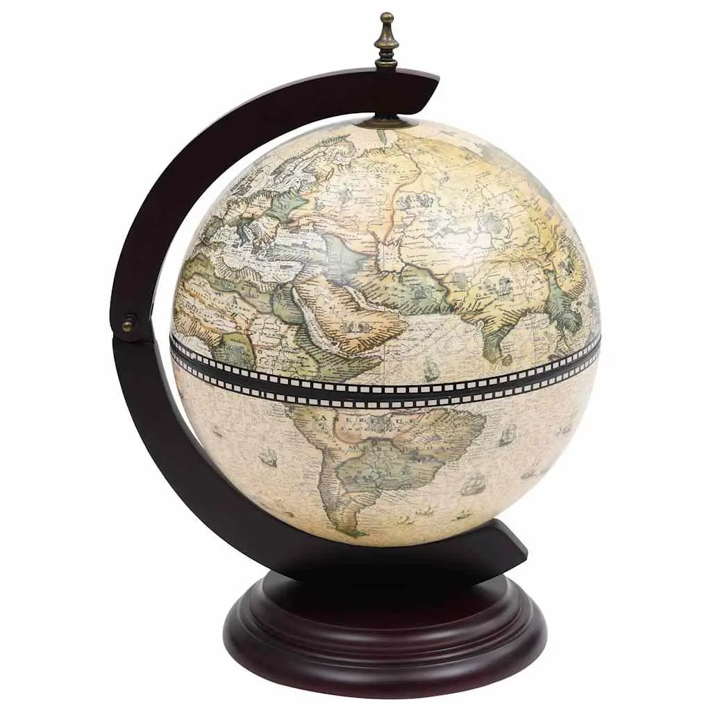 Tabletop Globe Bar Cabinet Rotating Storage Green Decor Display