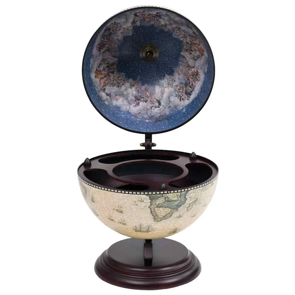 Tabletop Globe Bar Cabinet Rotating Storage Green Decor Display