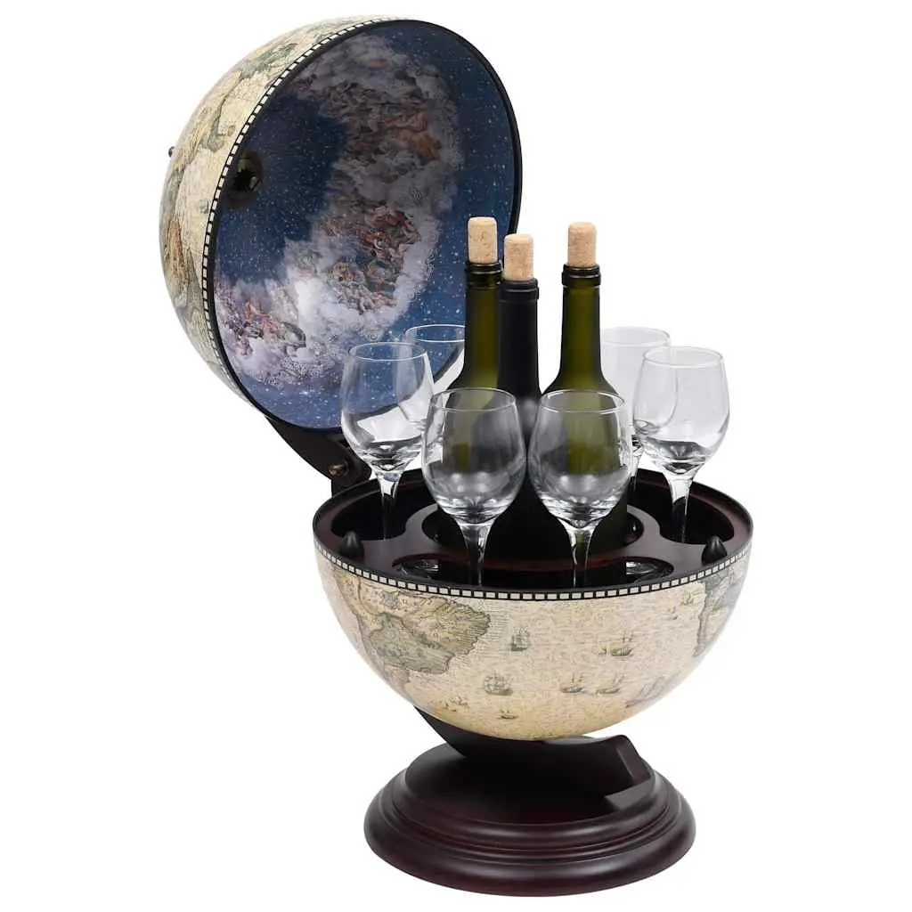 Tabletop Globe Bar Cabinet Rotating Storage Green Decor Display