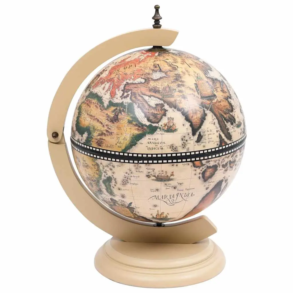 Tabletop Globe Bar Wine Stand Rotating Drink Cabinet Storage White Eucalyptus