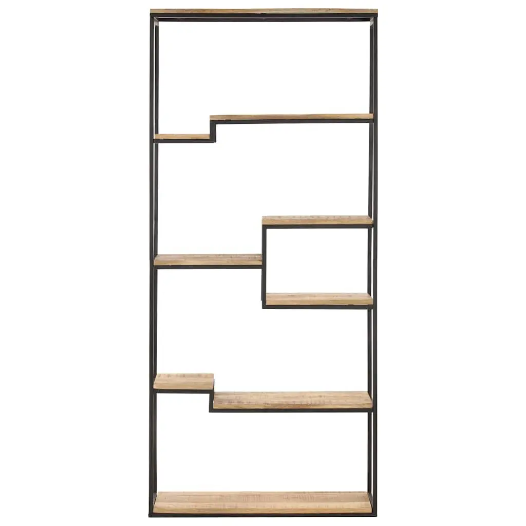 Bookcase 80x30x180 cm Rough Mango Wood Industrial Shelving Storage Display Unit