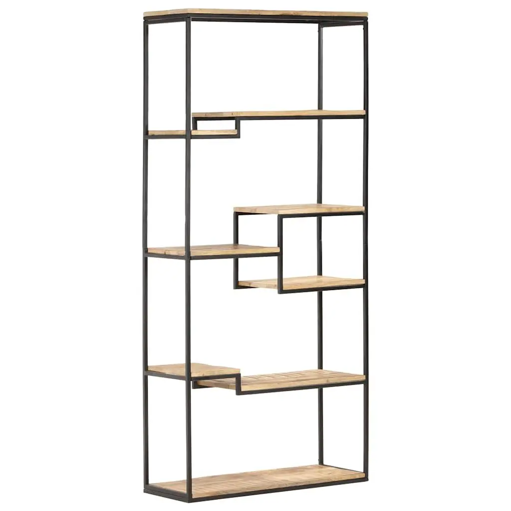 Bookcase 80x30x180 cm Rough Mango Wood Industrial Shelving Storage Display Unit