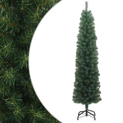 Artificial Christmas Tree 210cm Slim Green with Steel Base