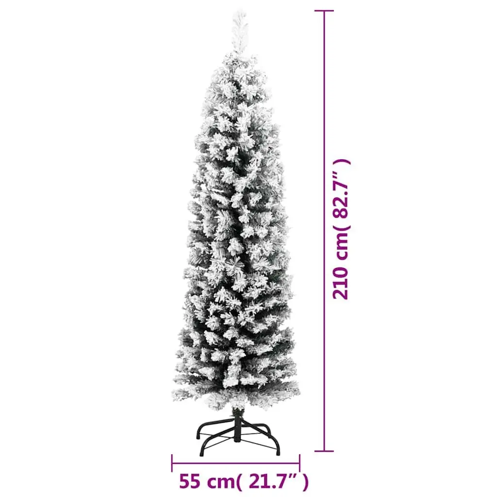 210cm Slim Flocked Christmas Tree