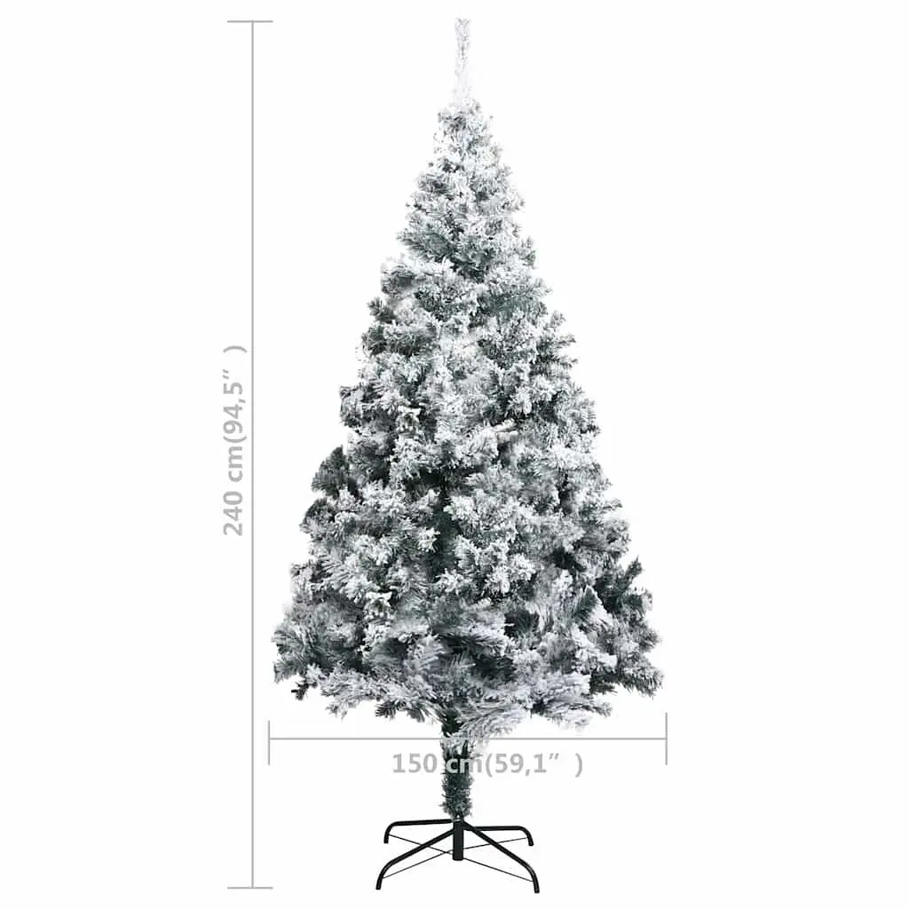 240cm Green Flocked Snow Tree