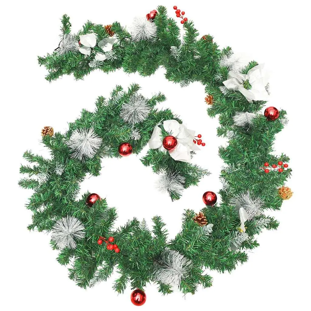 Christmas Garland with LED Lights Green 2.7m Festive Holiday Decoration Indoor
