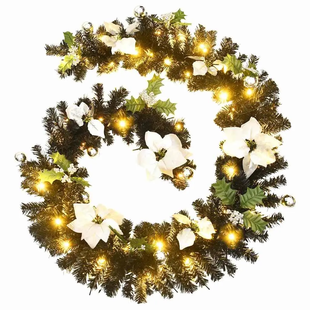 Christmas Garland Indoor Outdoor 2.7m LED Lights Black PVC Holiday Decoration