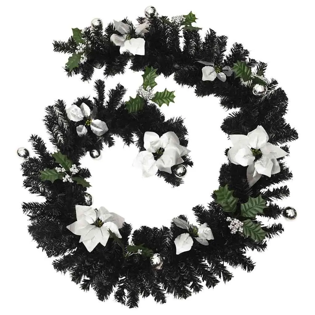Christmas Garland Indoor Outdoor 2.7m LED Lights Black PVC Holiday Decoration