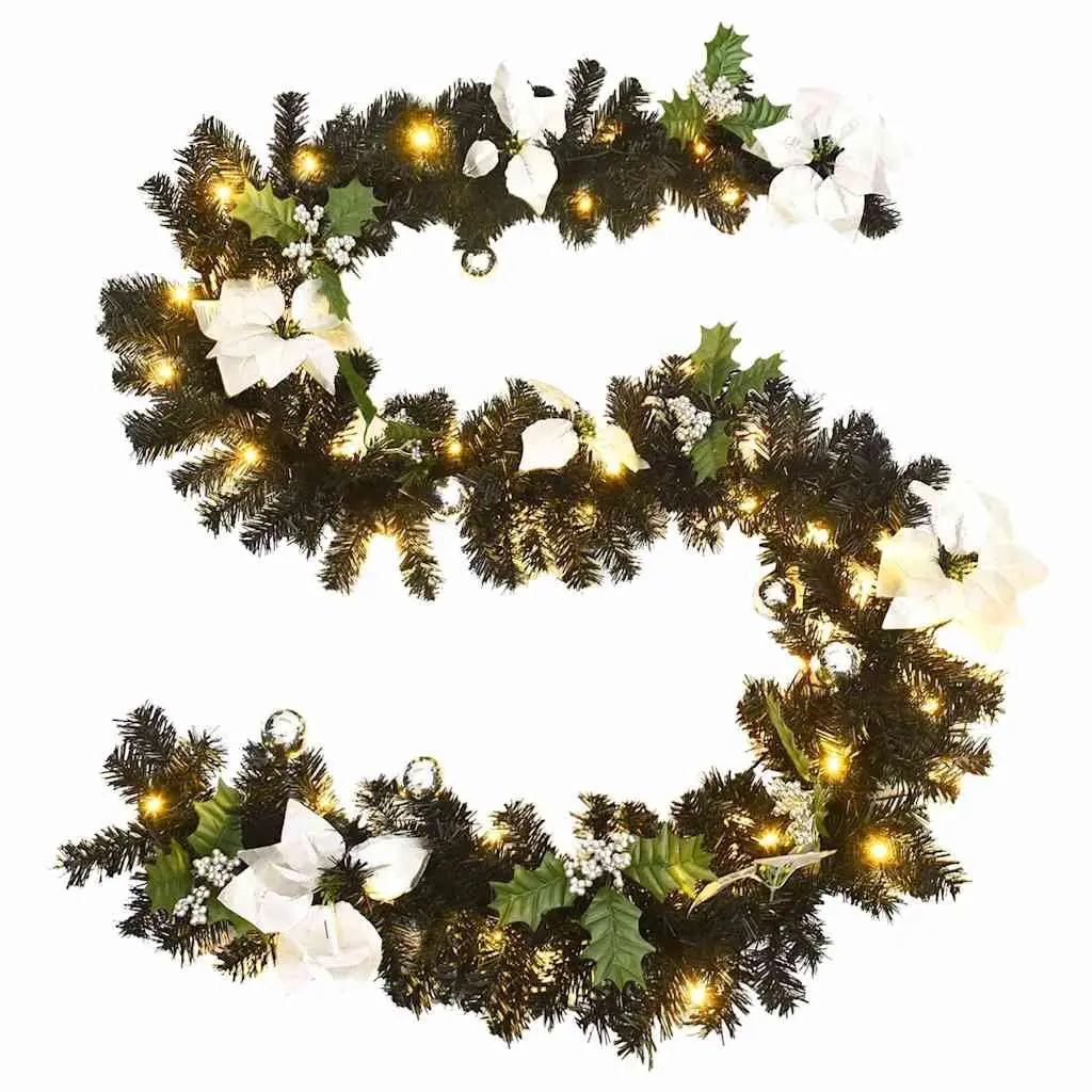 Christmas Garland Indoor Outdoor 2.7m LED Lights Black PVC Holiday Decoration