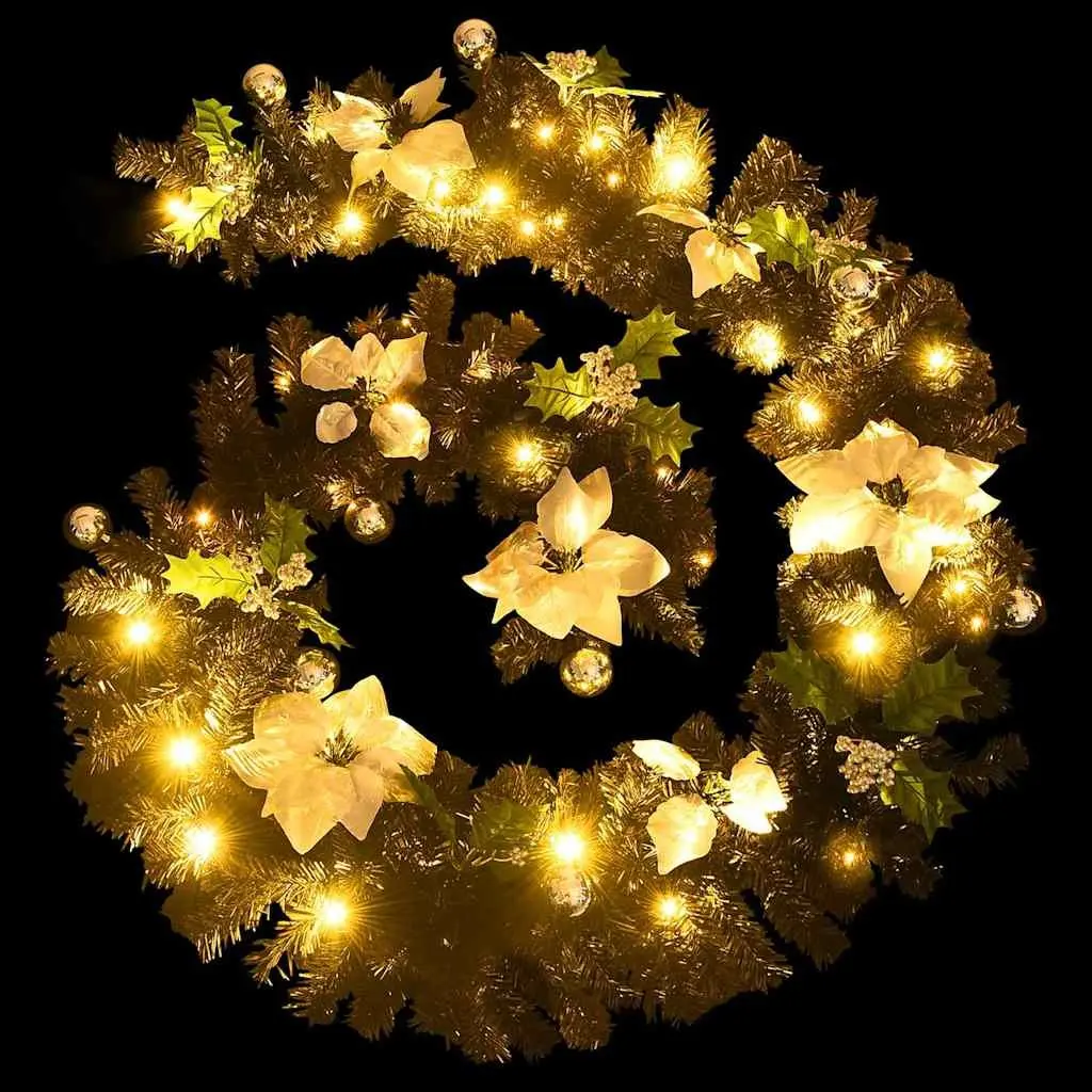 Christmas Garland Indoor Outdoor 2.7m LED Lights Black PVC Holiday Decoration
