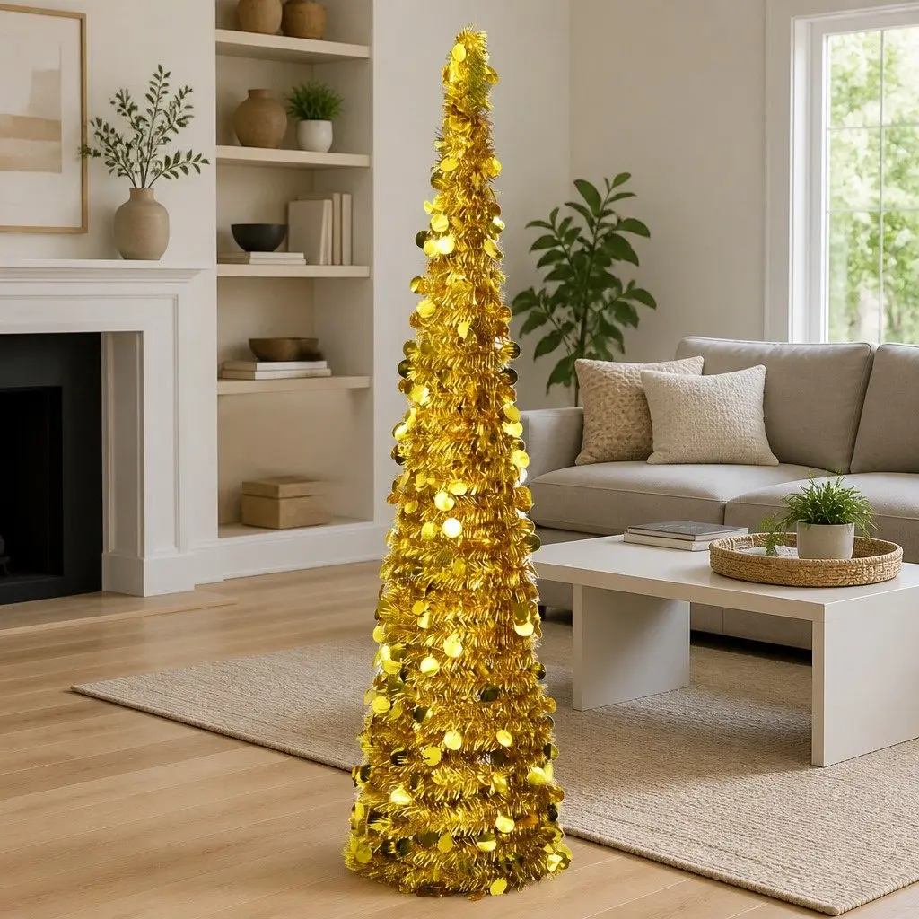 Artificial Christmas Tree Indoor Outdoor 180cm Gold