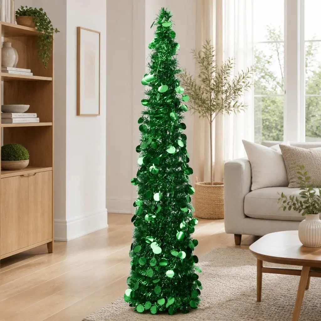 Artificial Christmas Tree Indoor Outdoor 180cm Green Pop-up Lightweight Collapsible