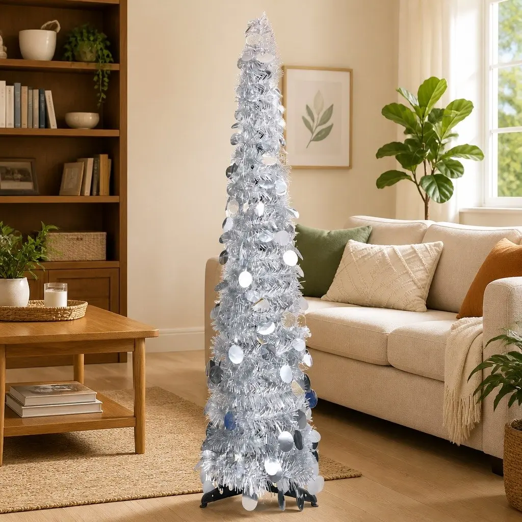 120cm Silver Pop-Up Christmas Tree
