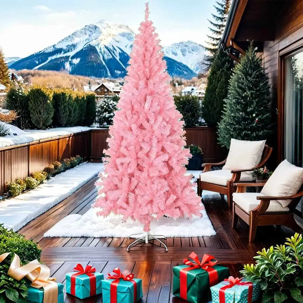 210cm Pink Artificial Christmas Tree with Steel Base