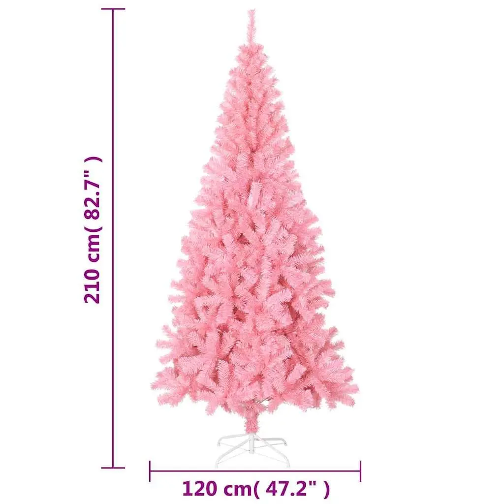 210cm Pink Artificial Christmas Tree with Steel Base