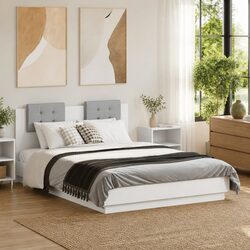 135x190 cm Engineered Wood Bed Frame with RGB Headboard