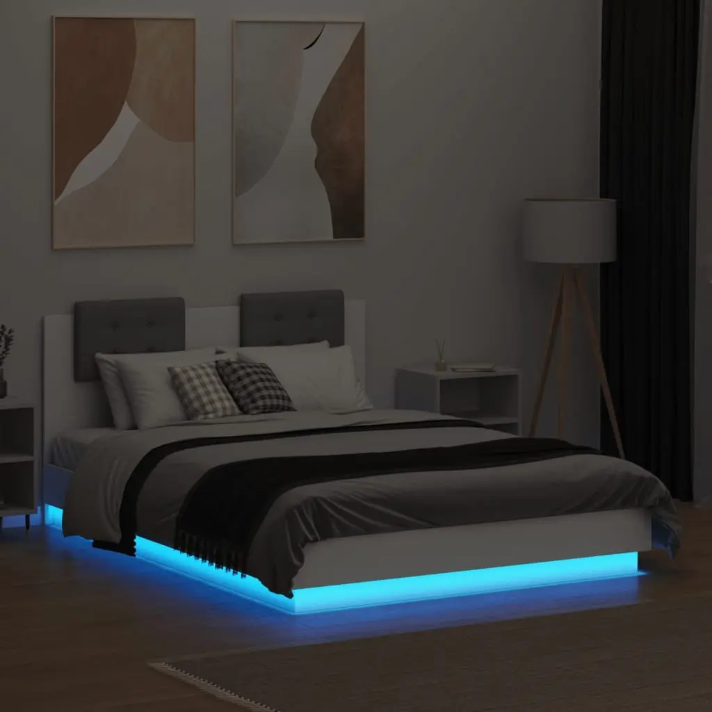 Bed Frame with RGB LED Lights for Bedroom 135x190 cm