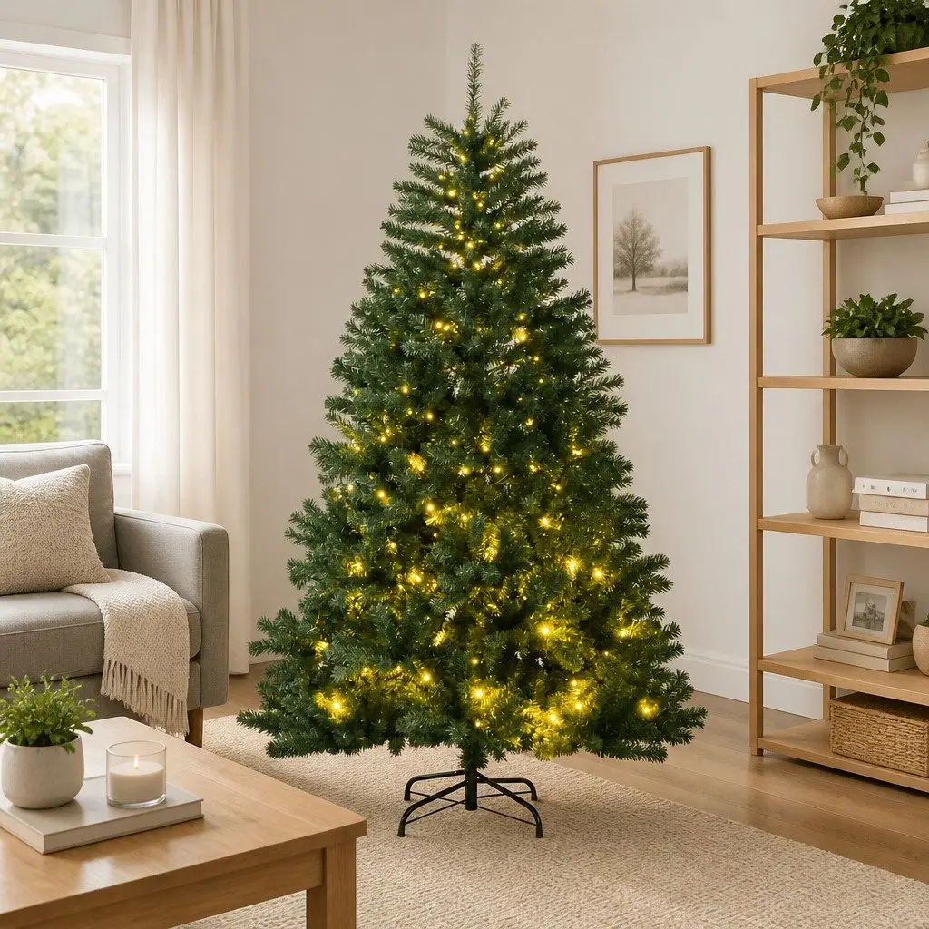 Artificial Christmas Tree for Holiday Decor 180cm with 300 LED Lights and 8 Modes