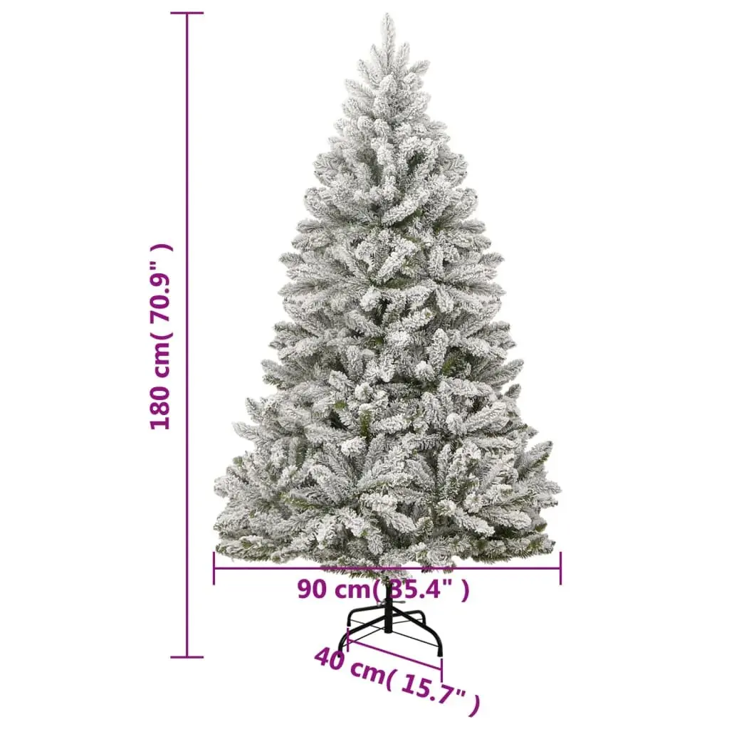 Artificial Christmas Tree for Holiday Decoration 180cm Green with White Flocked Snow 300 LEDs 8 Lighting Modes