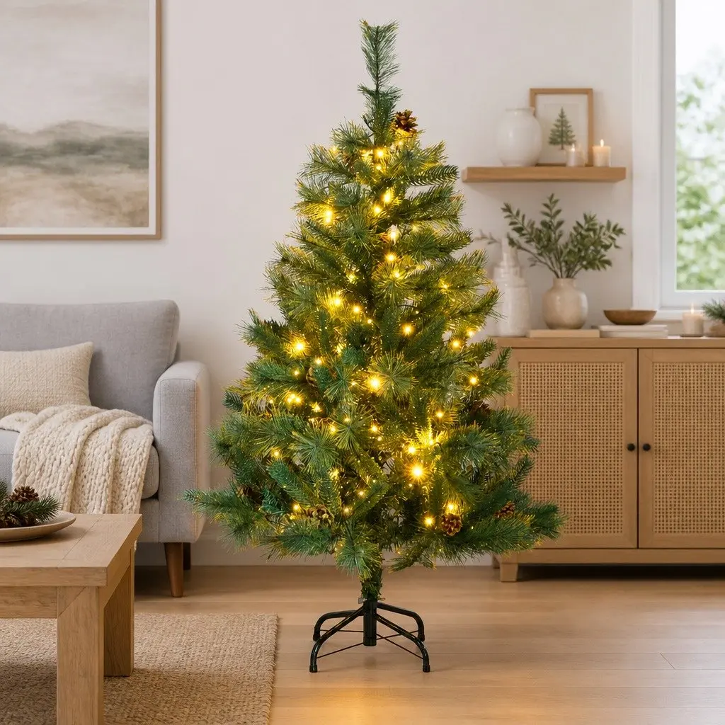 Artificial Christmas Tree for Holiday Decor 120cm with 150 LEDs and 8 Lighting Modes