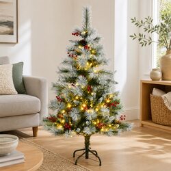 Artificial Hinged Christmas Tree 120cm 150 LEDs 8 Lighting Modes Holiday Decor