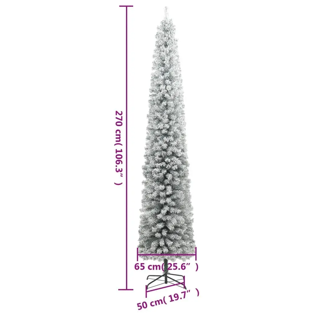 Slim Christmas Tree for Seasonal Decoration 270cm Green White