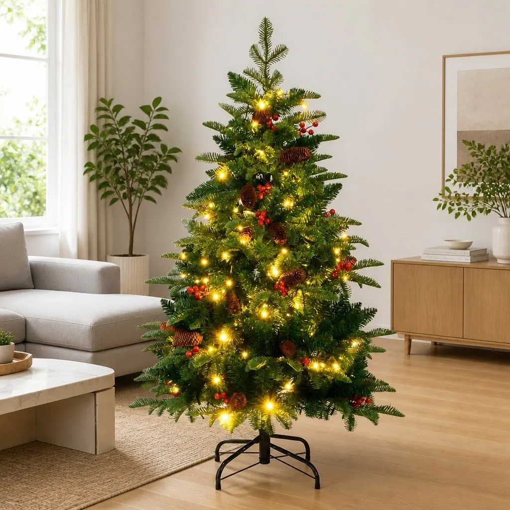 Artificial Hinged Christmas Tree Holiday Decor 150cm 150 LEDs