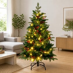 150cm Artificial Christmas Tree with 150 LEDs and Metal Stand