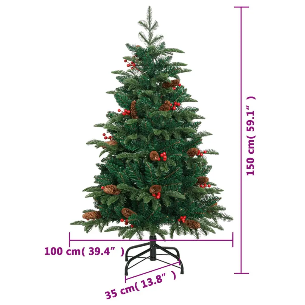Artificial Hinged Christmas Tree Holiday Decor 150cm 150 LEDs