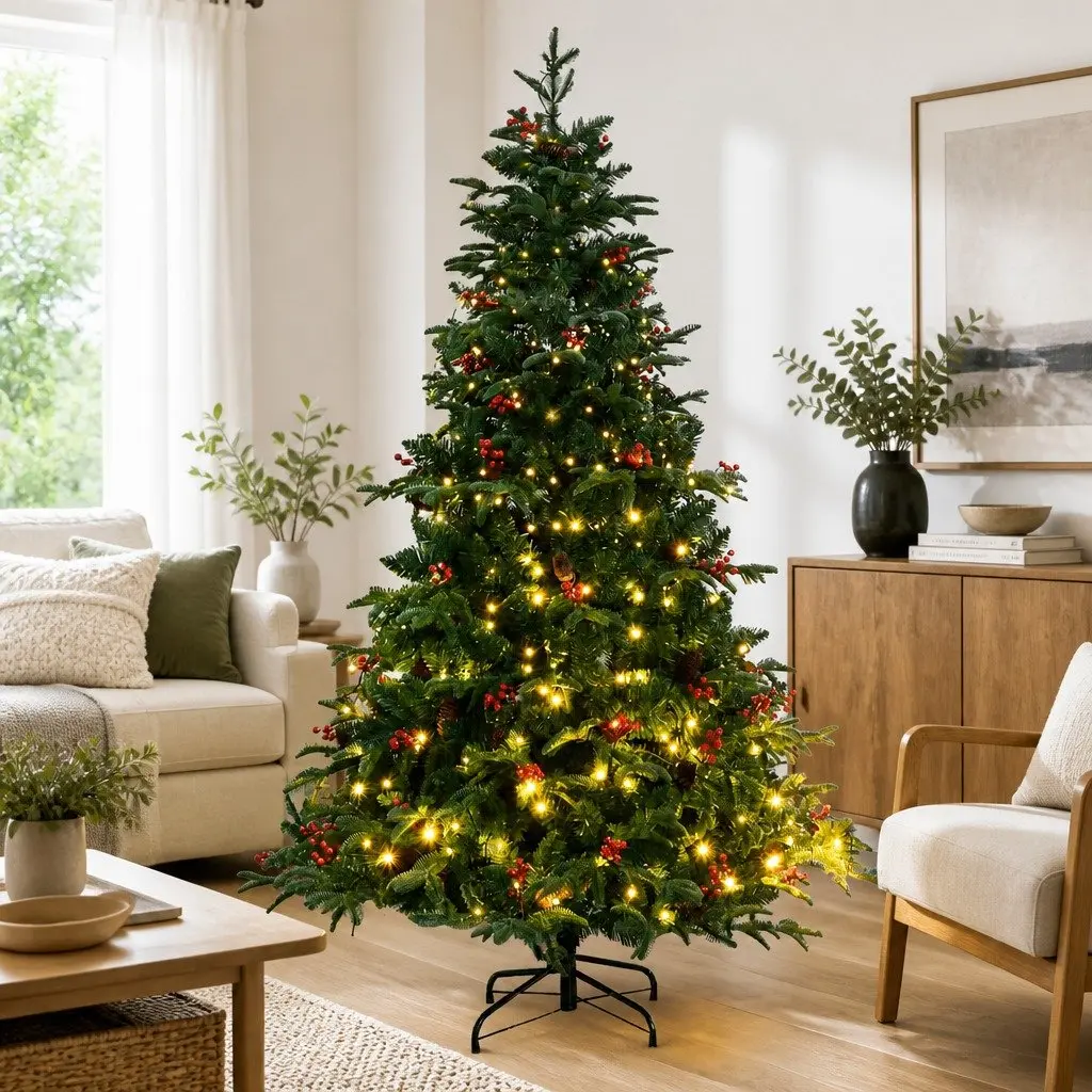 Artificial Hinged Christmas Tree Holiday Home Decor 180cm