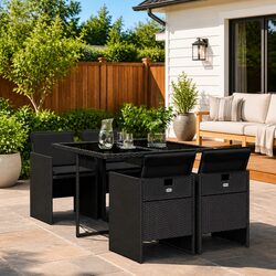 Black Poly Rattan Garden Dining Set – Specs and Features