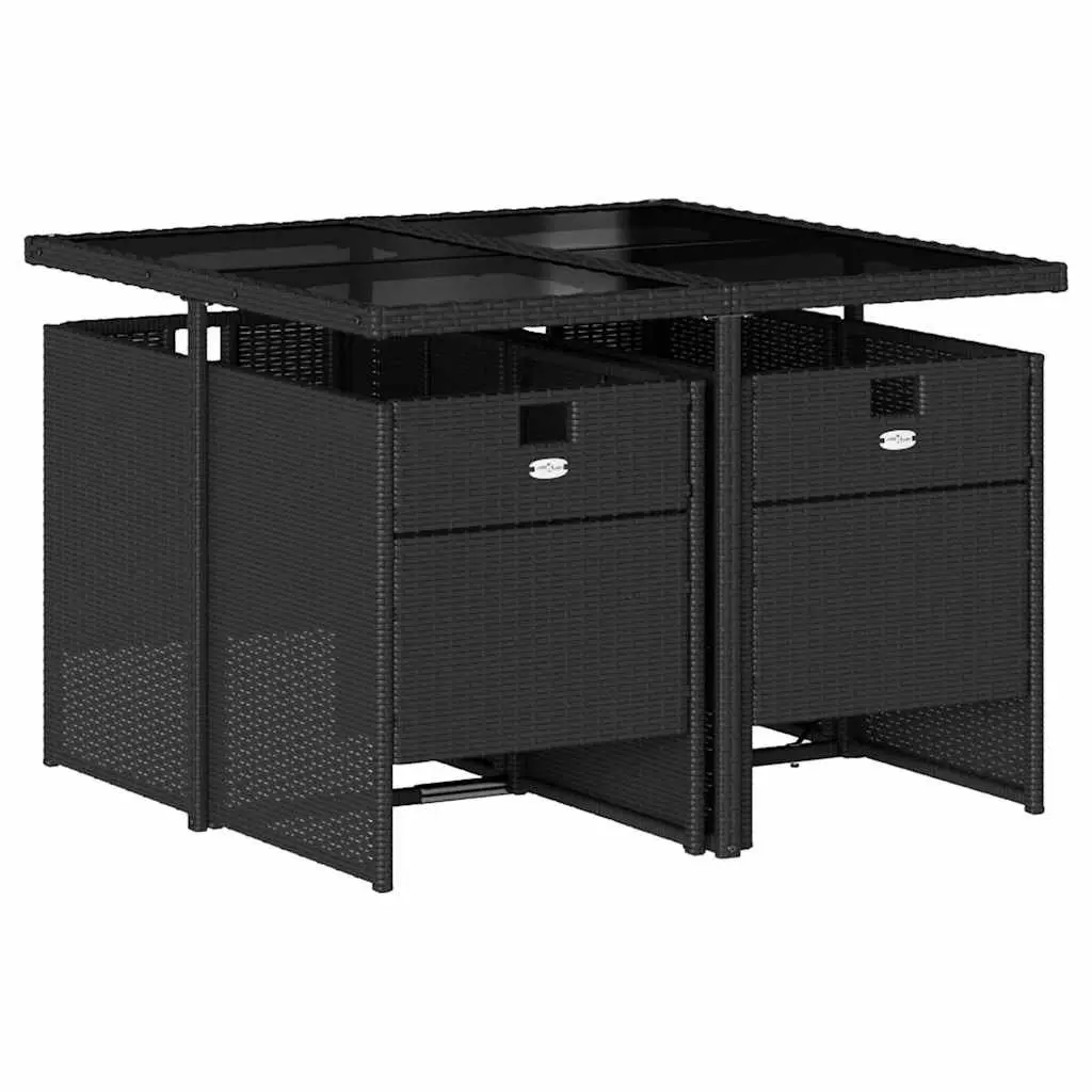 Garden Dining Set Outdoor Furniture 5 Piece Black Poly Rattan Patio Table Chairs