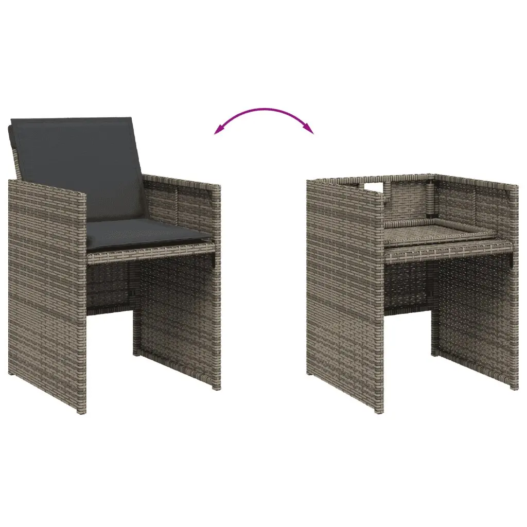 Garden Dining Set 5 Piece Outdoor Patio Furniture Grey Poly Rattan Chairs Table