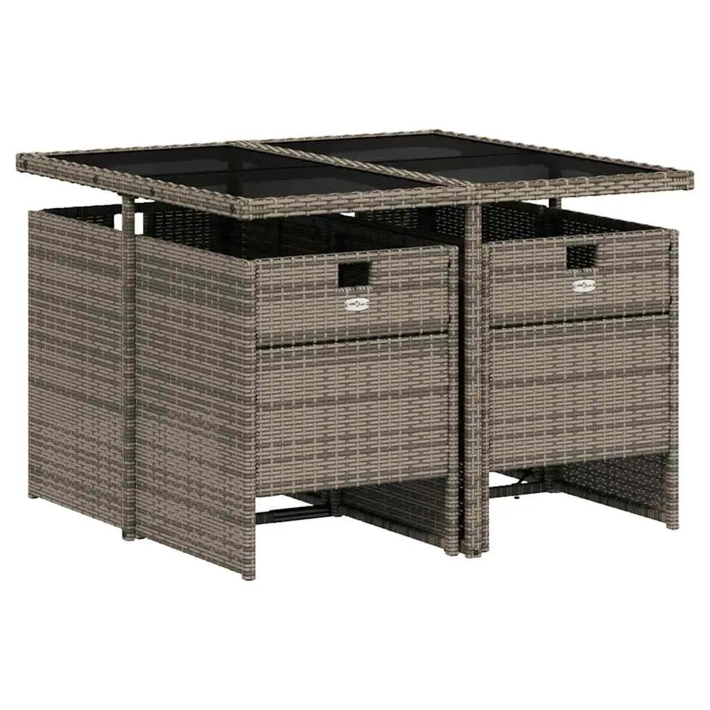 Garden Dining Set 5 Piece Outdoor Patio Furniture Grey Poly Rattan Chairs Table
