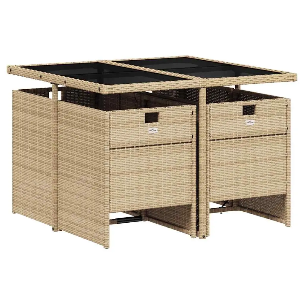 5-Piece Beige Garden Dining Set with Cushions