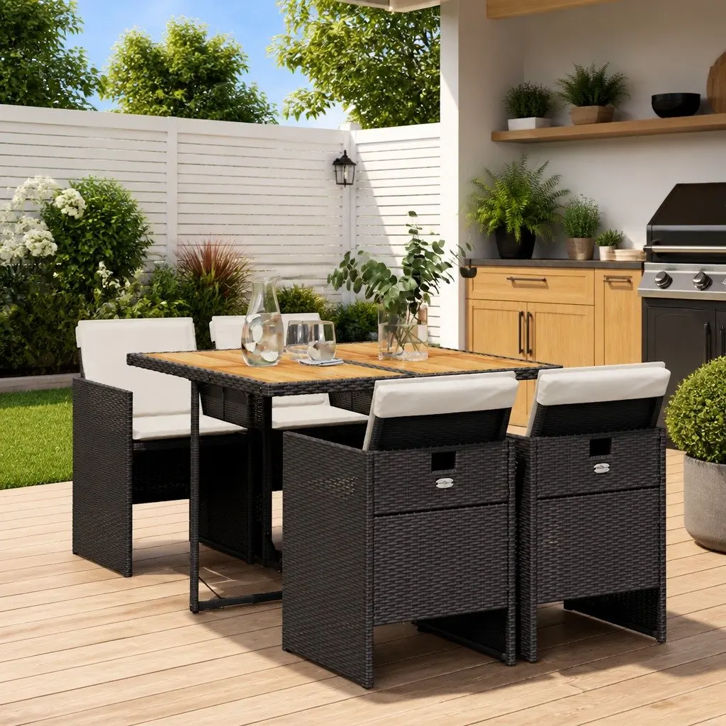 5 Piece Poly Rattan Garden Dining Set