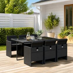 Black Poly Rattan 7 Piece Garden Dining Set Specifications
