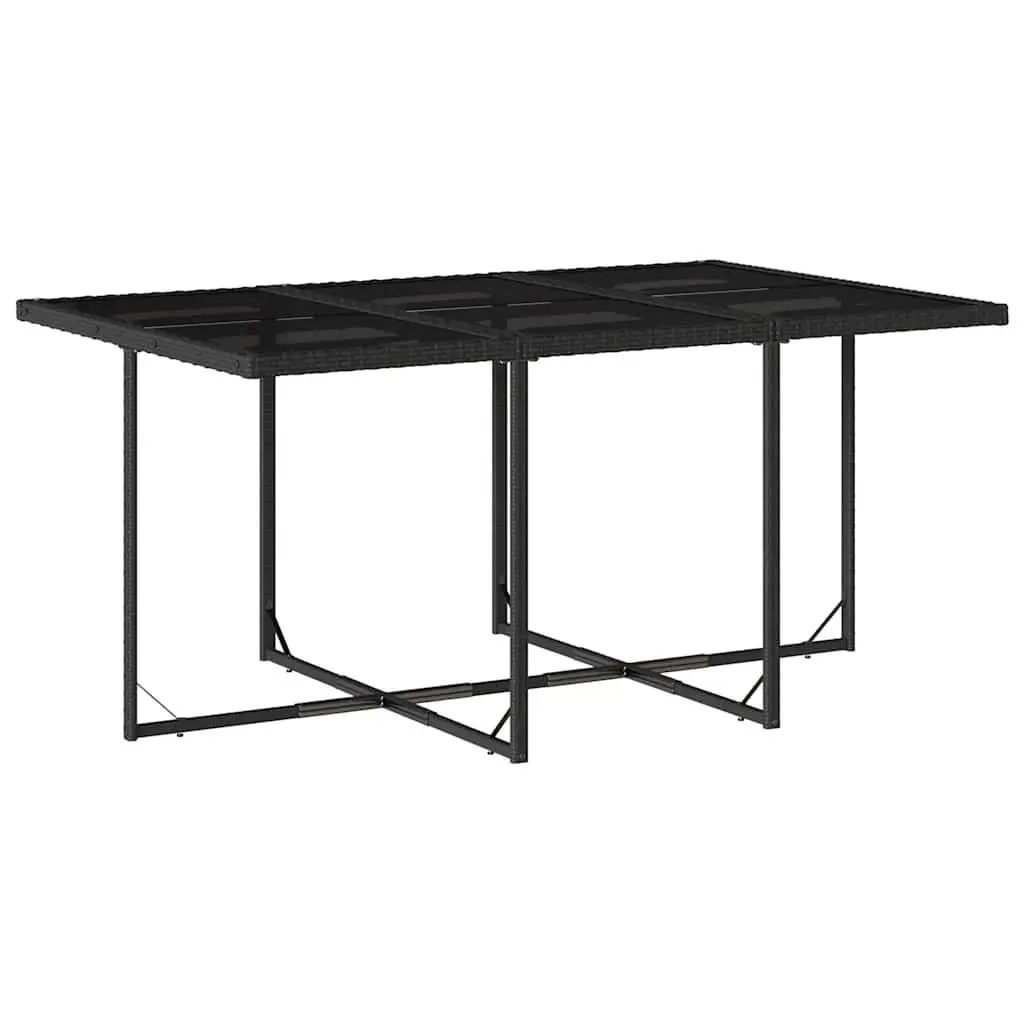 Black Poly Rattan 7 Piece Garden Dining Set