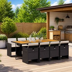 Specifications for 9 Piece Garden Dining Set - Black Rattan