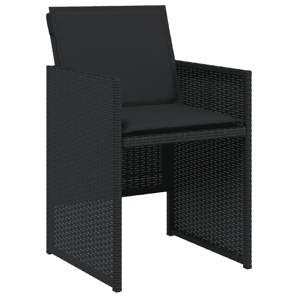 11 Piece Outdoor Dining Set Patio Furniture Black Rattan with Foldable Chairs and Cushions