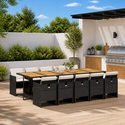 Detailed Specs of 11-Piece Garden Dining Set: Black Rattan